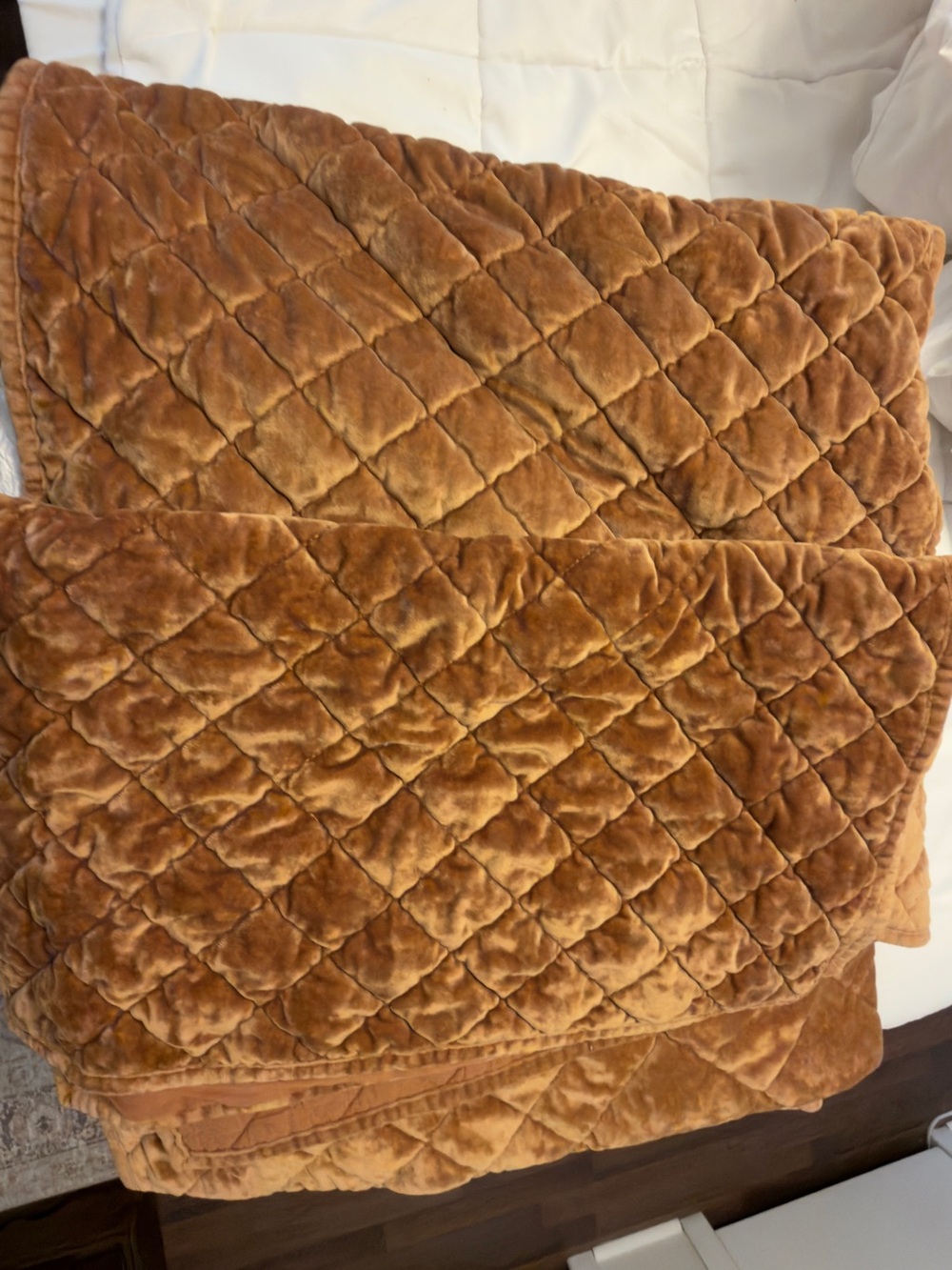 Threshold Quilted Velvet Throw & Two Shams in Caramel Brown